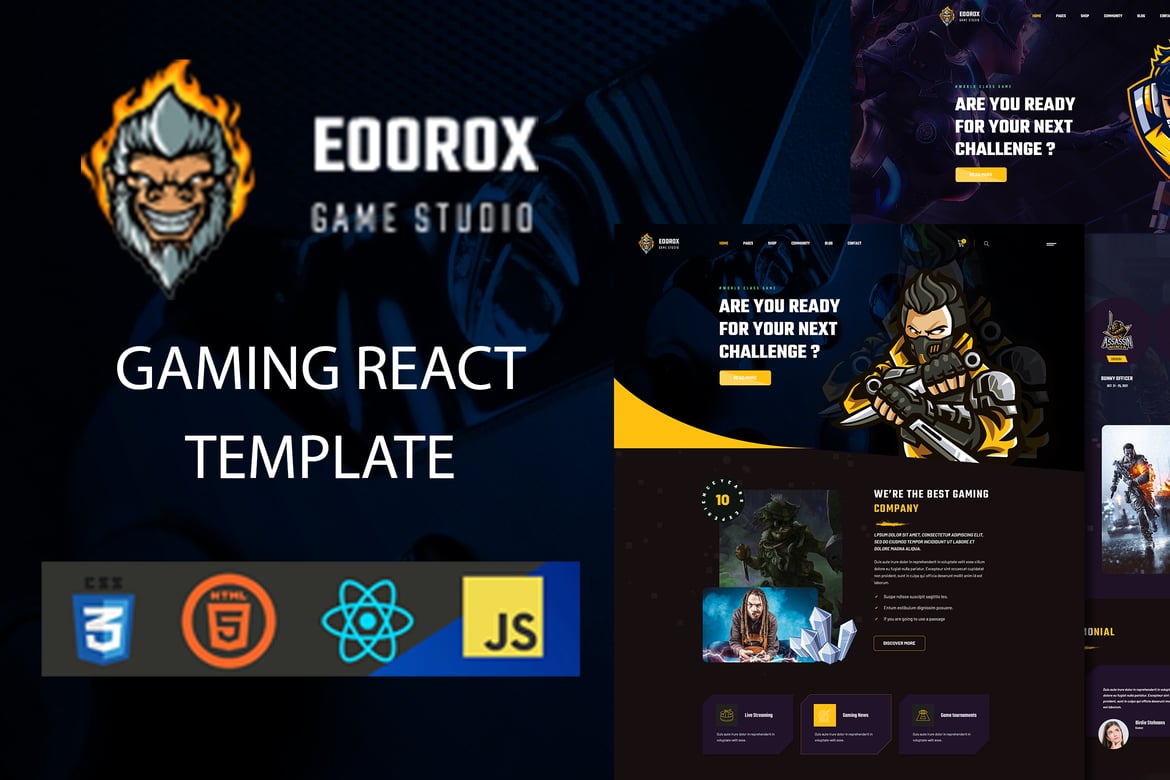 Download Eoorox - React Gaming and eSports Template