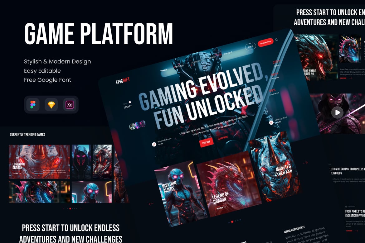 Download EpicRift - Web3 Game Platform Figma Design