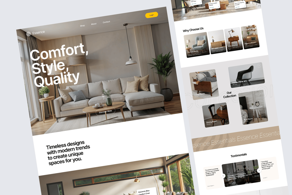 Download Essence -  Furniture Landing Page Figma Design