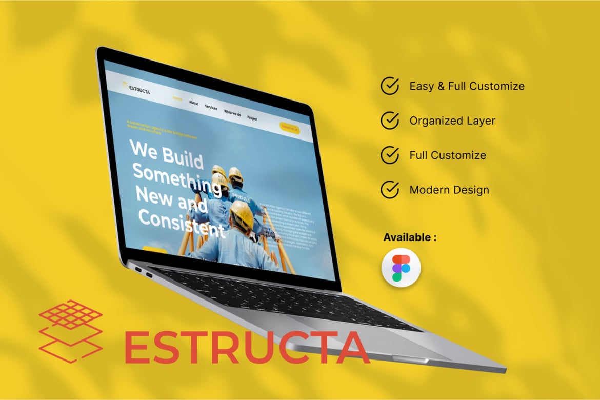 Download Estructa - Construction Landing Page Figma Design