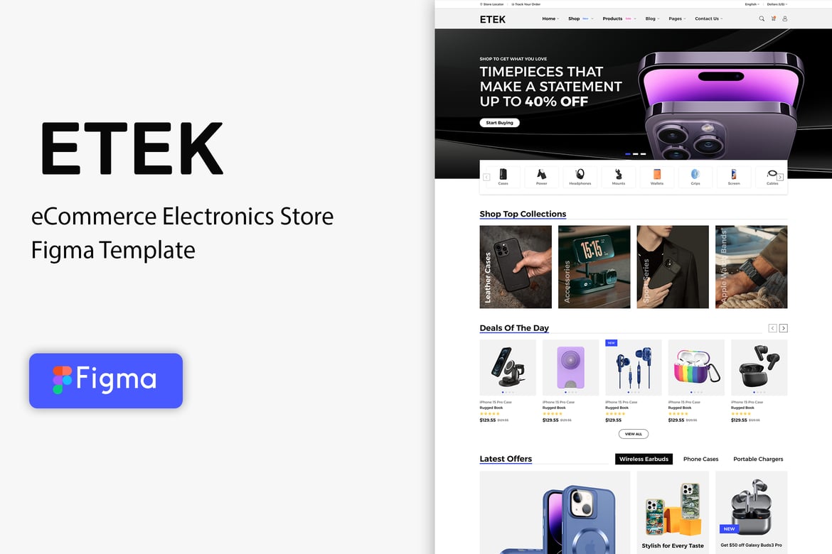 Download Etek - Multipurpose Hi-tech Store Figma Template Figma Design