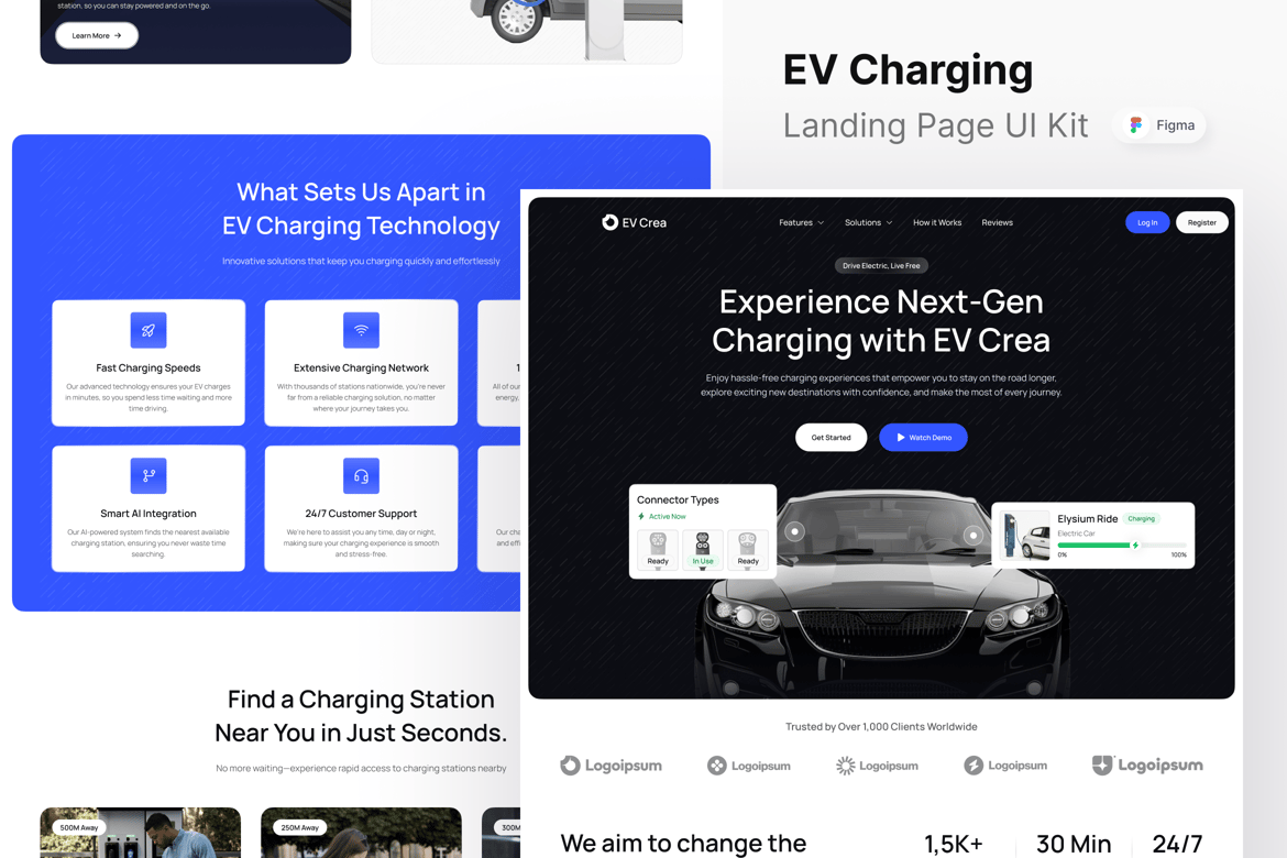 Download EV Crea - EV Charging Station Landing Page Figma Design