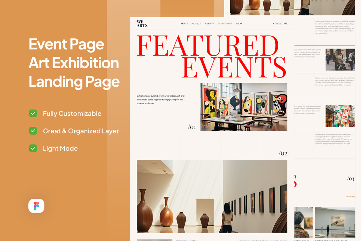 Download Event Page Art Galery Landing Page - WeArts Figma Design