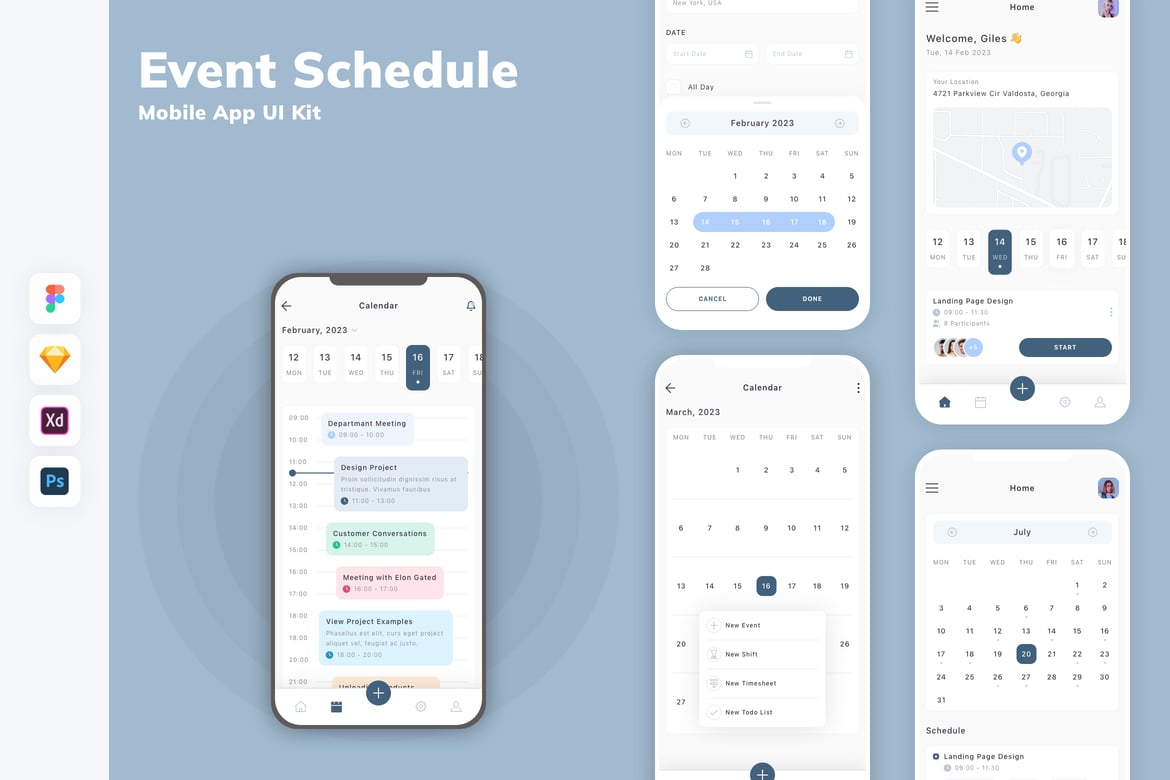 Download Event Schedule Mobile App UI Kit Figma Design