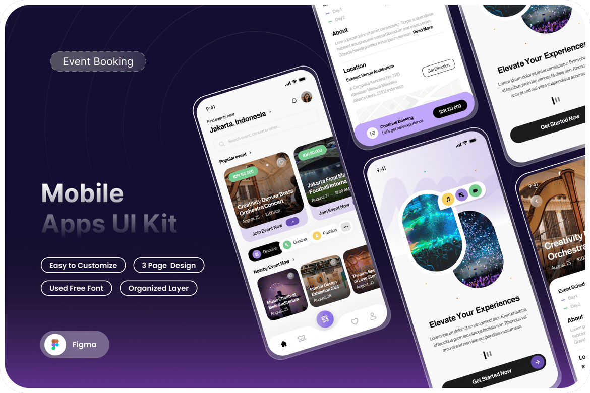 Download EventifyMe - Event Booking Mobile Apps Figma Design