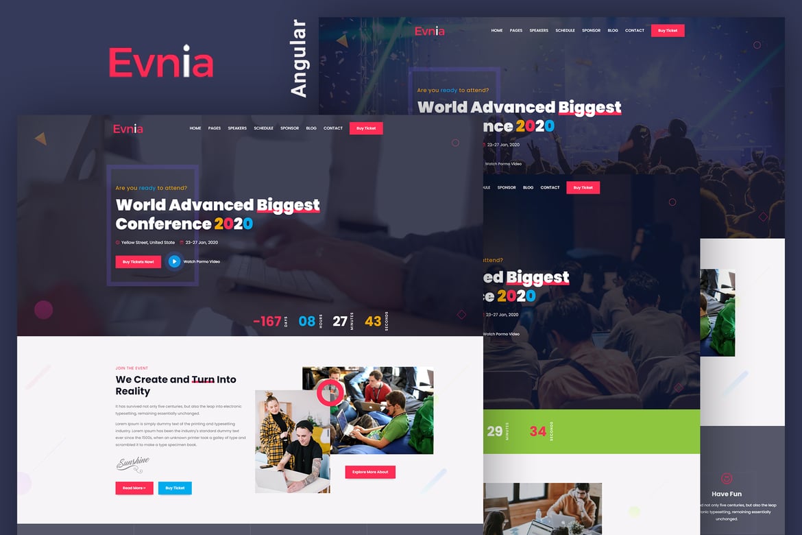 Download Evnia - React Event Conference & Meetup Template