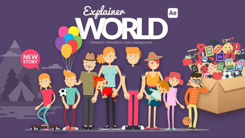 Download Explainer World Characters After Effect Template