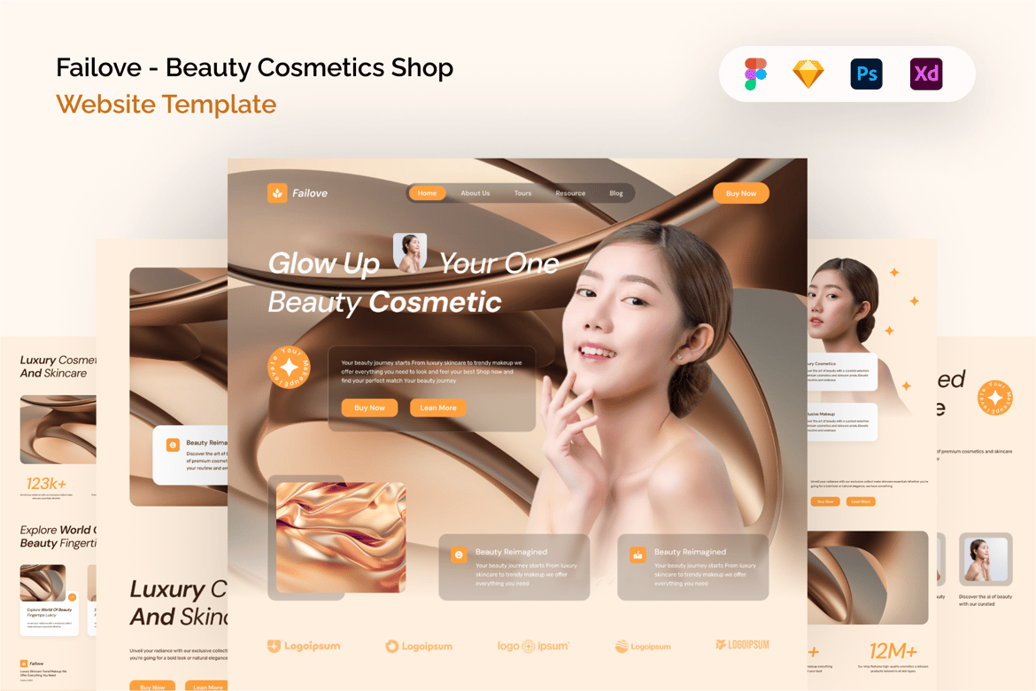 Download Failove - Beauty Cosmetics Shop Website Template Figma Design