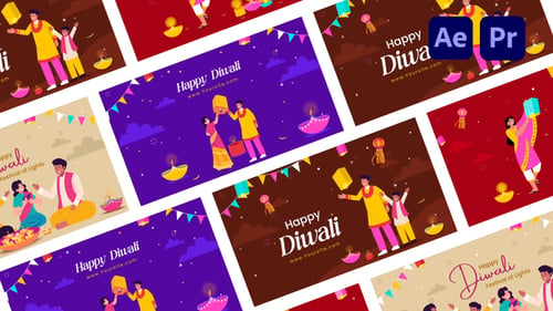 Download Family Happy Diwali Wishes Charecter Scene Animation After Effect Template