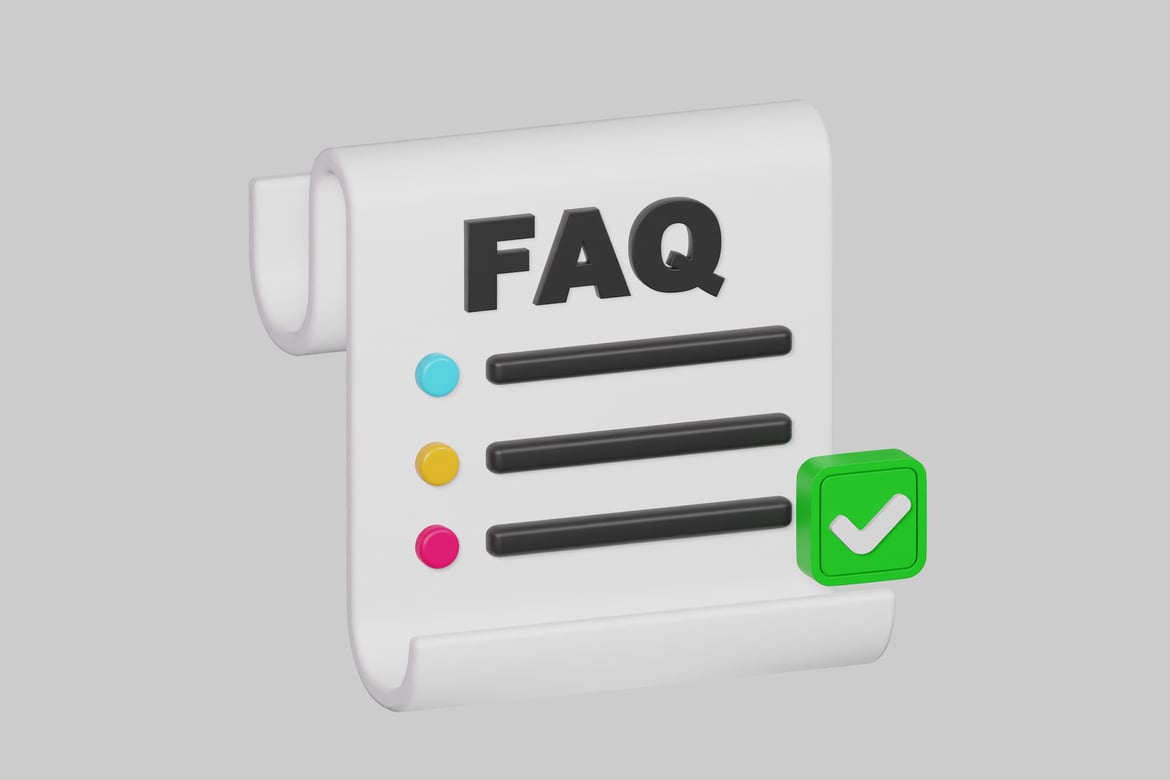 Download FAQ document with scroll and colored dots 3D Model