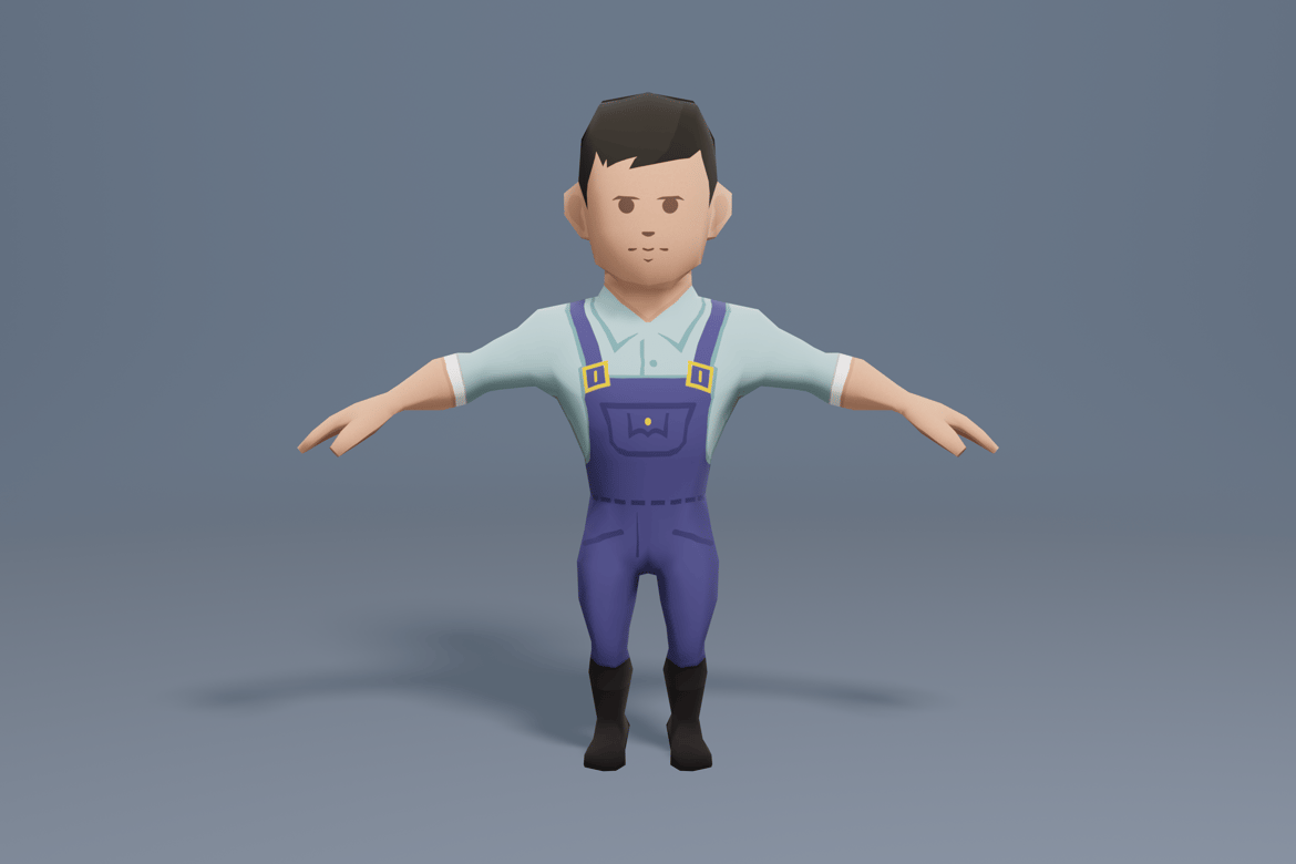 Download Farmer man in overalls 3D Model