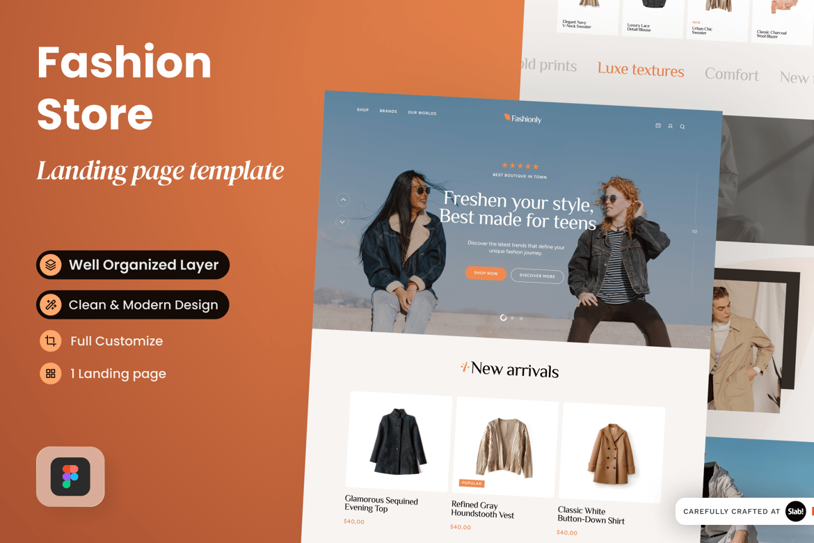 Download Fashionly - Ecommerce Fashion Store Landing Page Figma Design