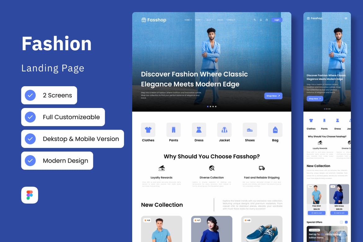 Download Fasshop - Fashion Landing Page Figma Design