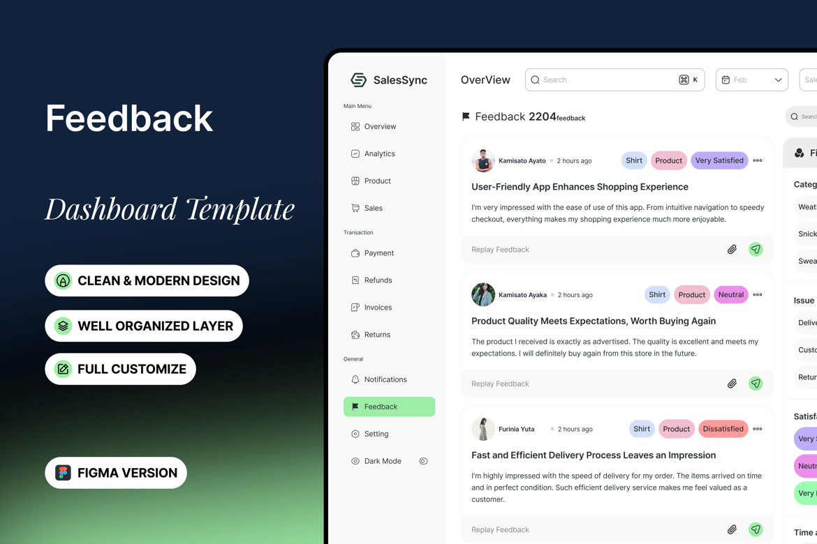 Download Feedback - Dashboard Template Figma Design