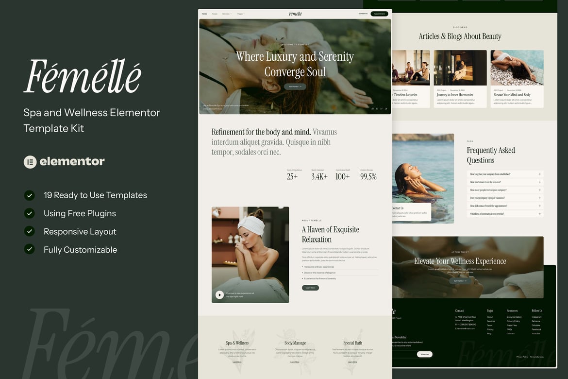 Download Femelle - Spa & Wellness Elementor Template Kit