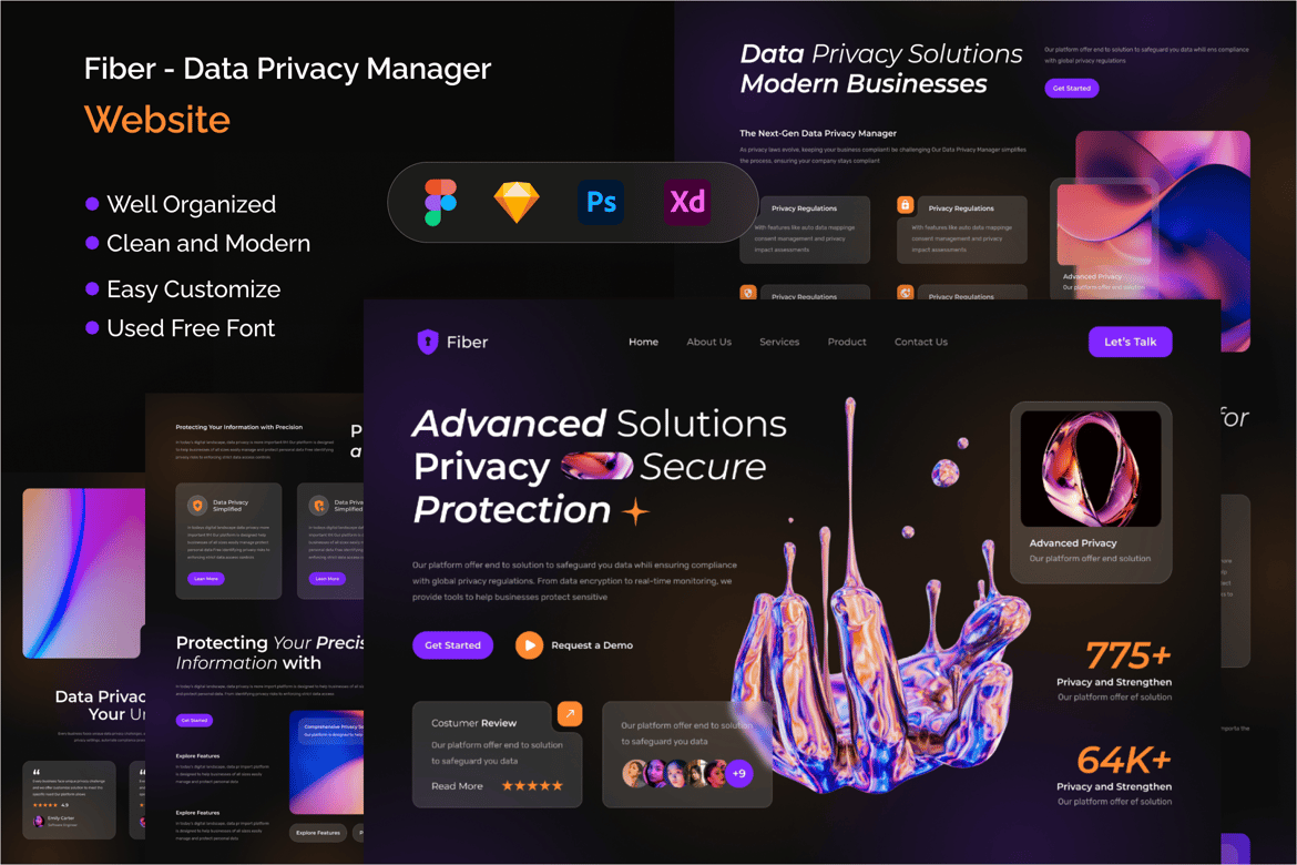 Download Fiber - Data Privacy Manager Website Figma Design