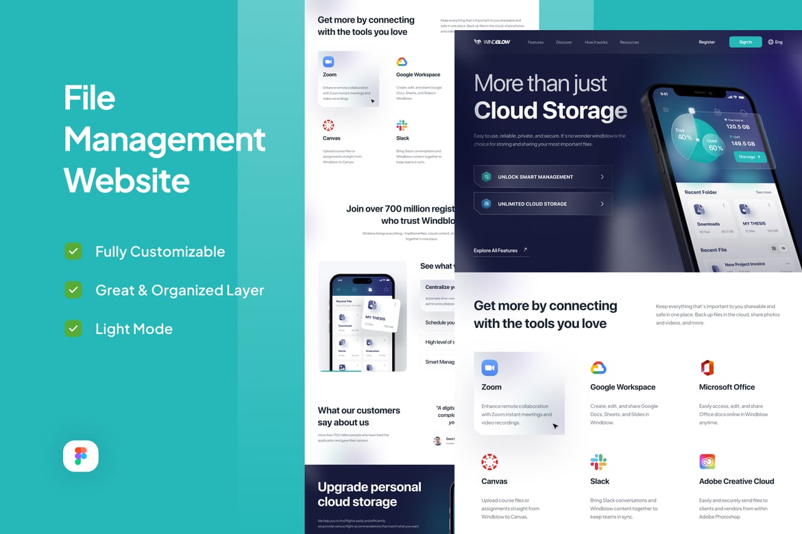 Download File Management SaaS Landing Page - Windblow Figma Design