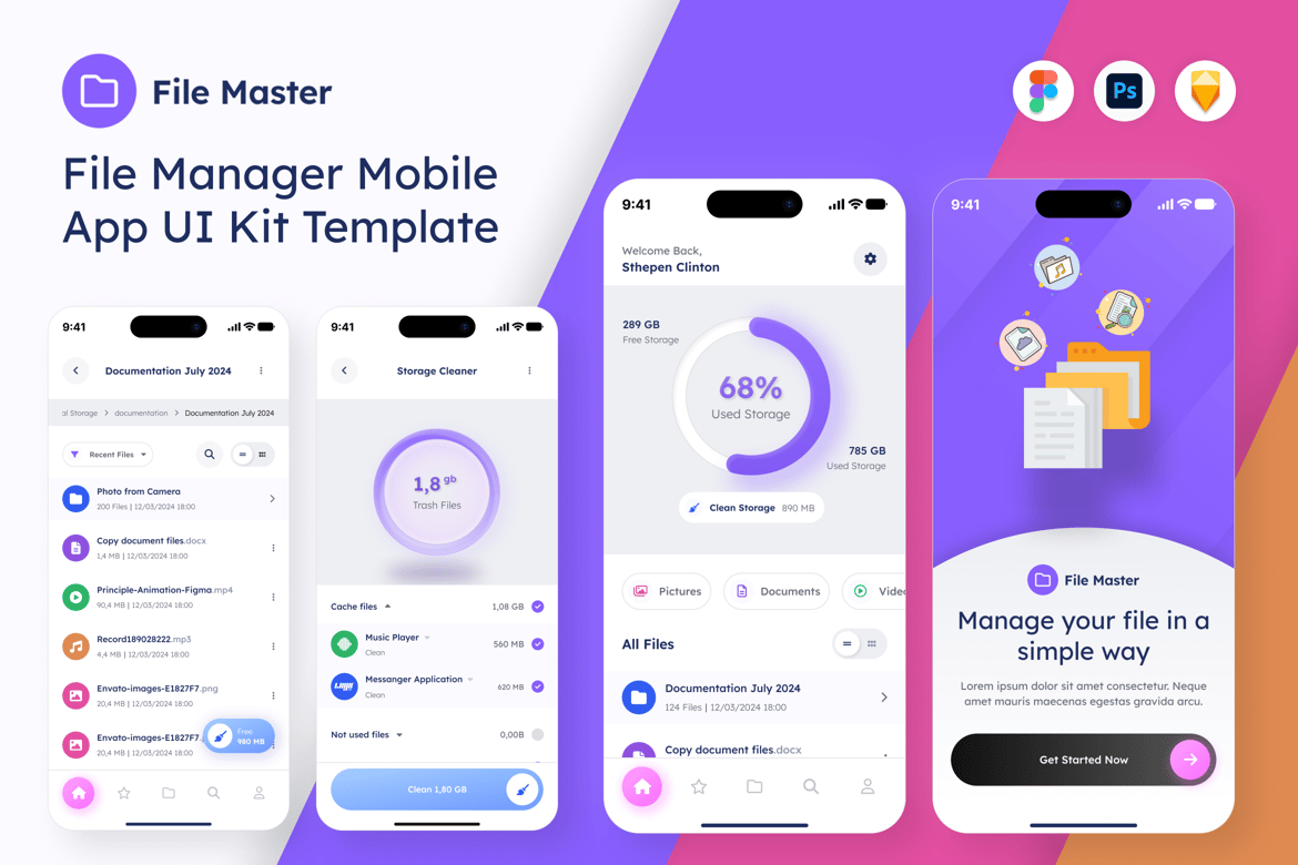 Download File Manager Mobile App Design Figma Design
