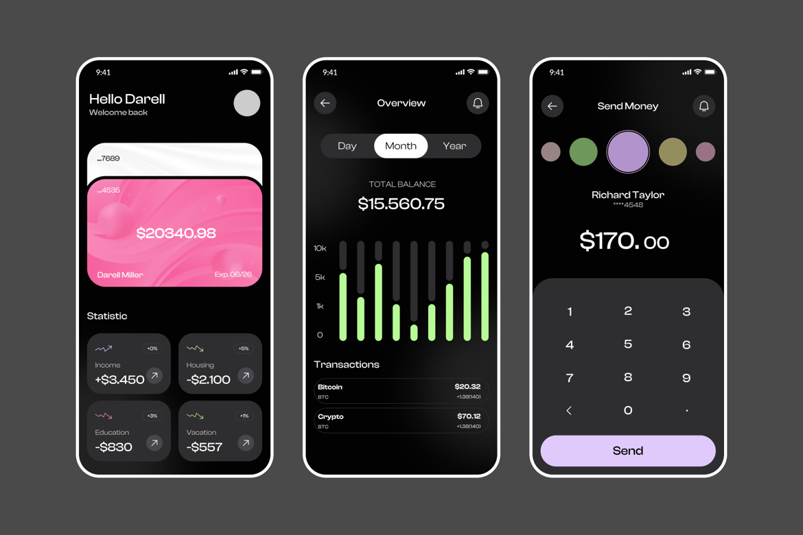 Download Finance App Dark Mode Figma Design