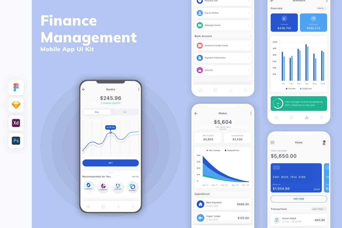 Download Finance Management Mobile App UI Kit Figma Design