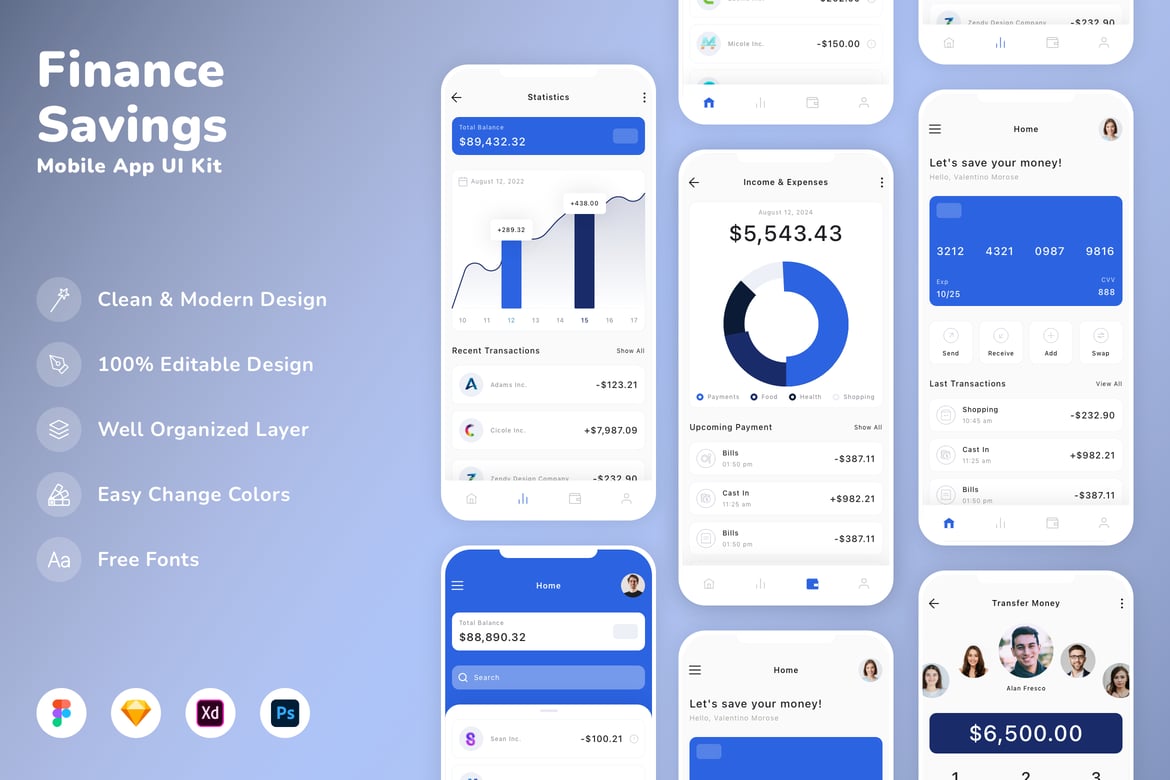 Download Finance & Savings Mobile App UI Kit Figma Design