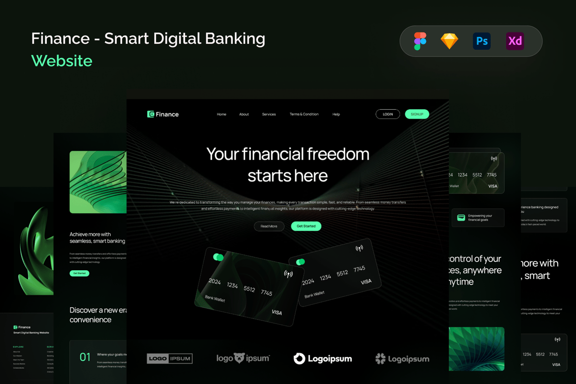 Download Finance - Smart Digital Banking Website Figma Design