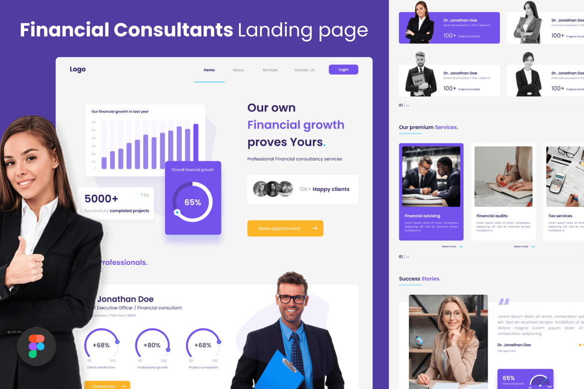 Download Financial Consultants Landing Page Template Figma Design