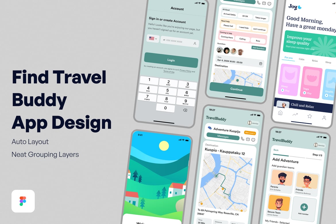 Download Find Travel Buddy App Design Figma Design