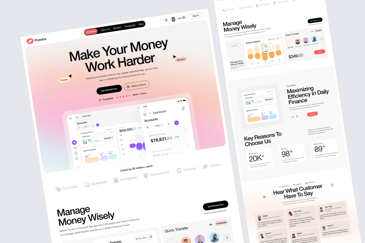 Download Finestra - Finance Landing Page Figma Design