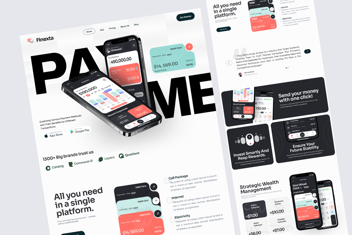 Download Finexta - Finance App Website Figma Design