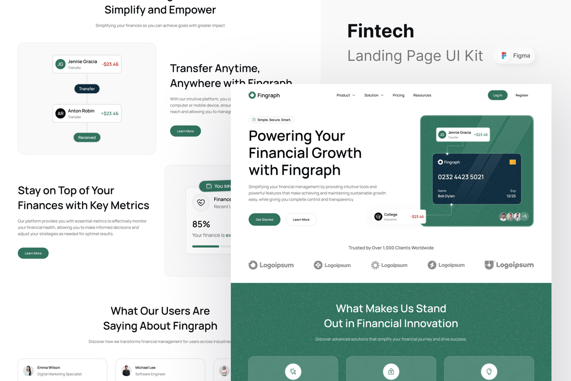 Download Fingraph - Fintech Landing Page Figma Design