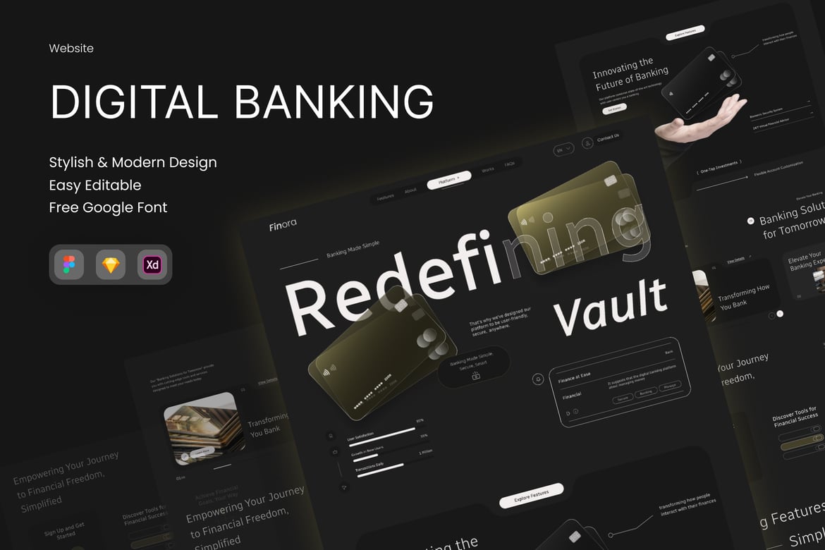 Download Finora - Digital Banking Landing Page Figma Design