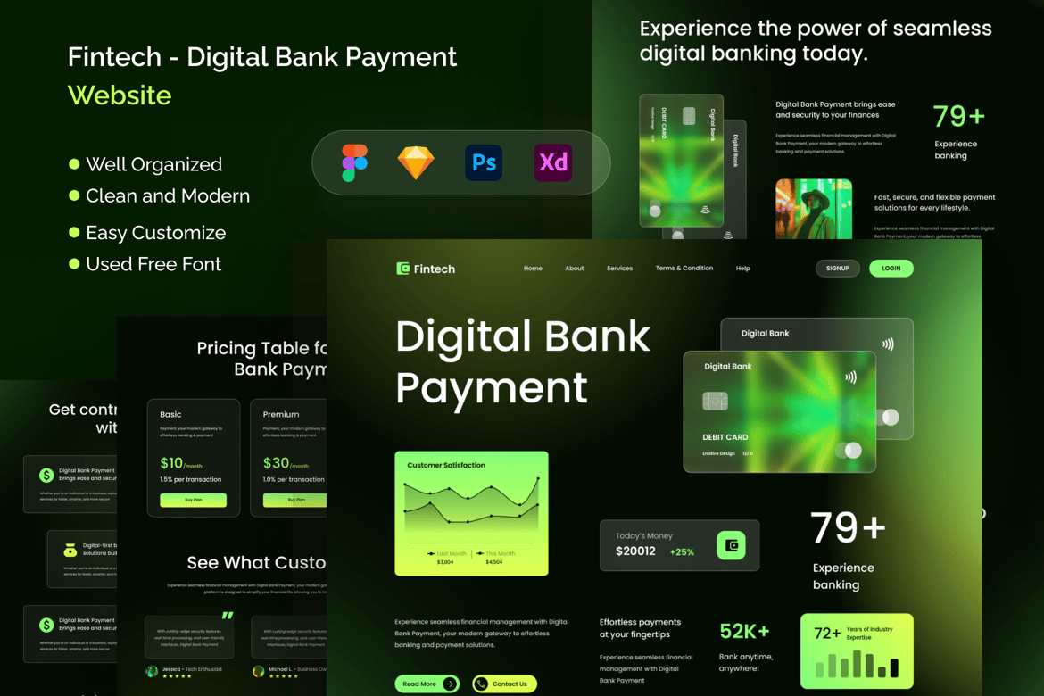 Download Fintech - Digital Bank Payment Website Figma Design