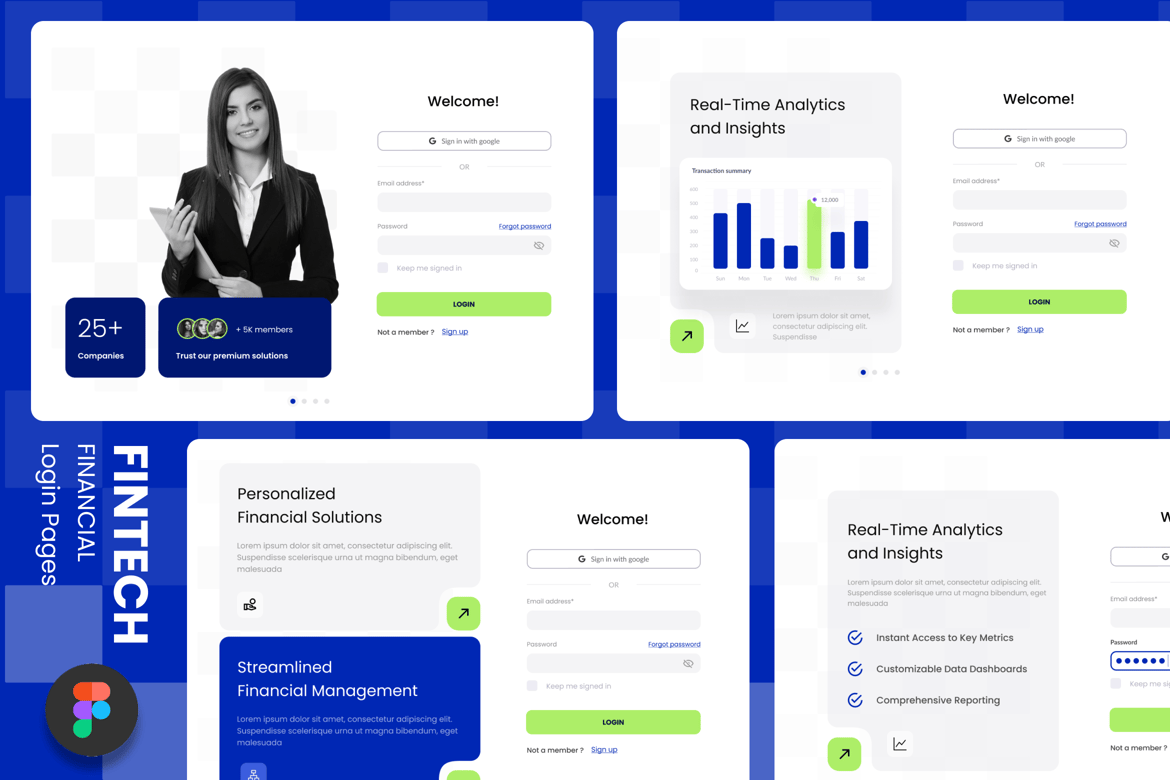 Download Fintect Dashboard Login Screens UI Figma Design