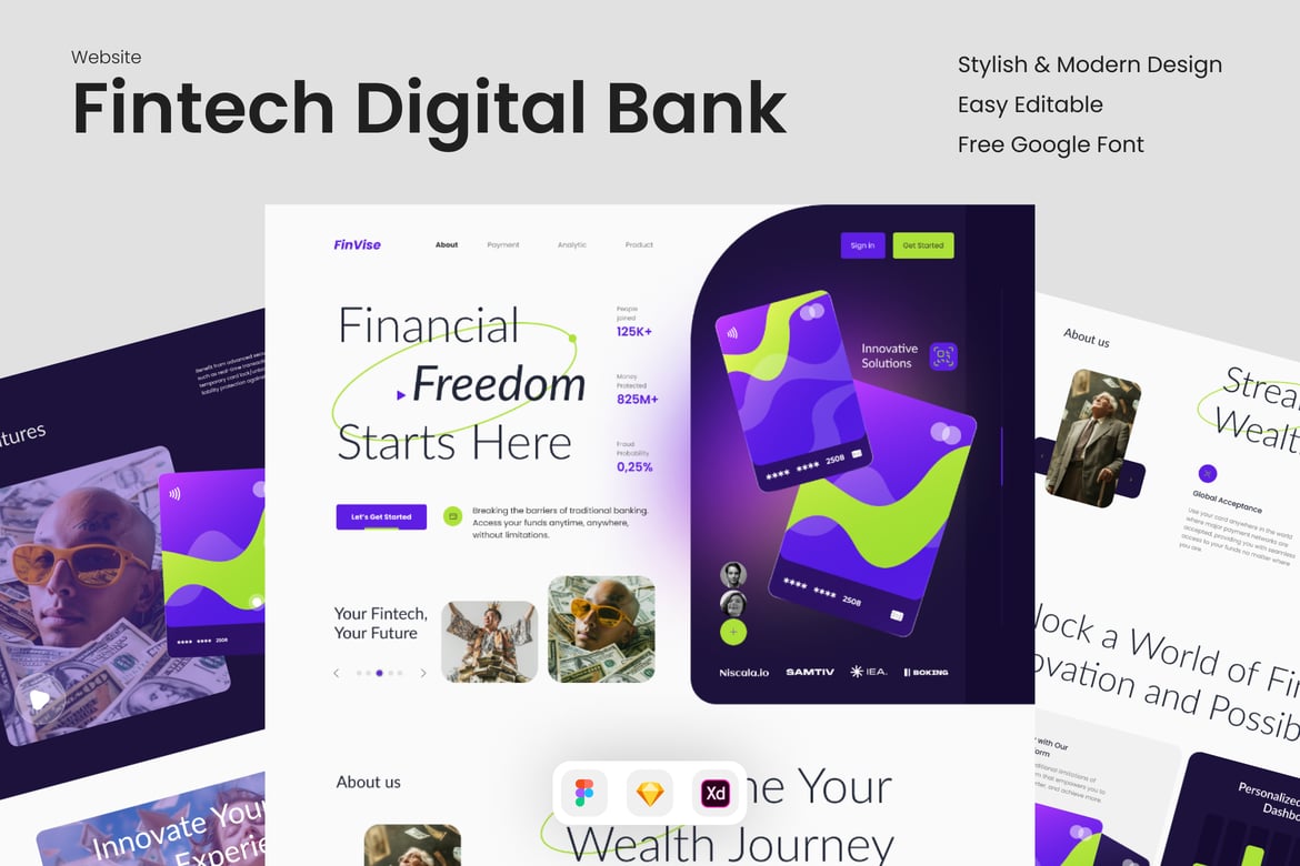 Download FinVise - Fintech digital bank website Figma Design