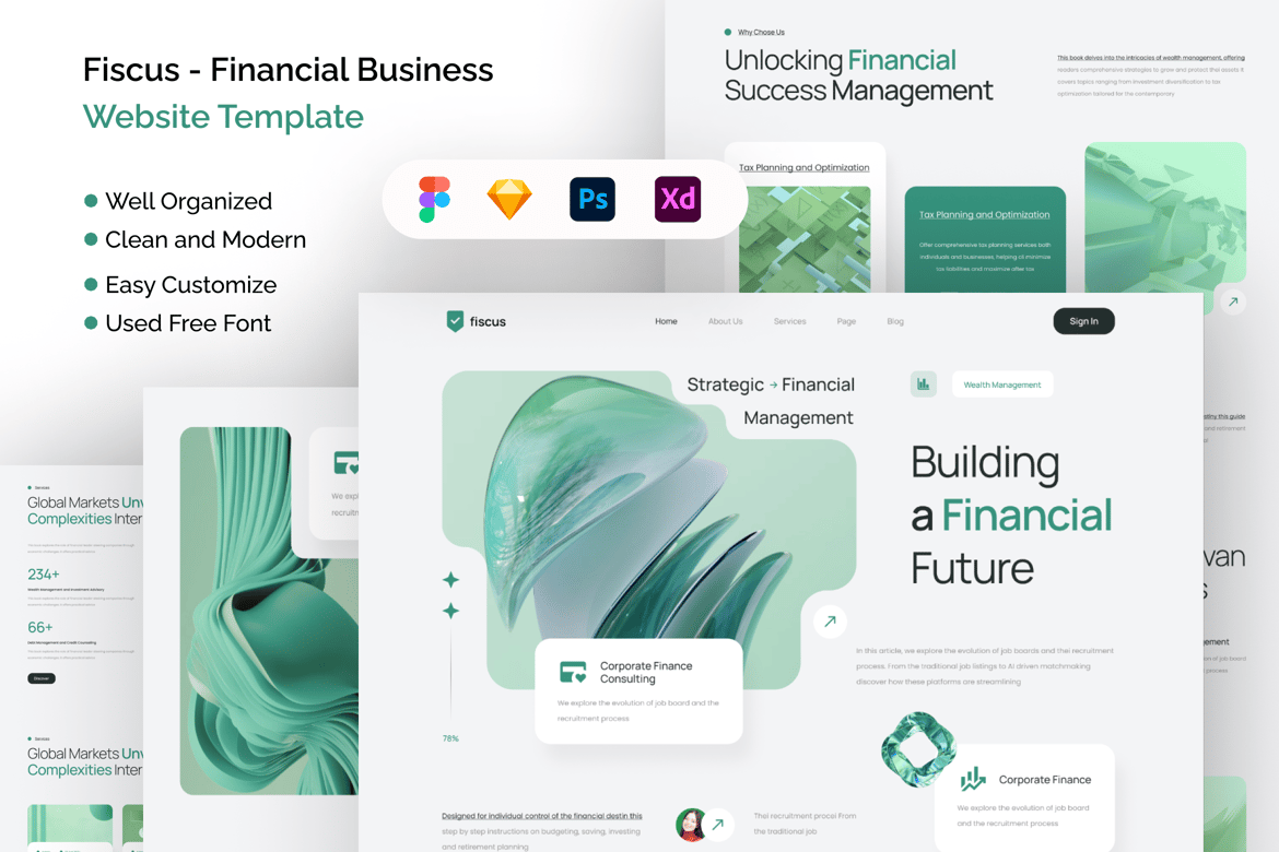 Download Fiscus - Financial Business Website Template Figma Design