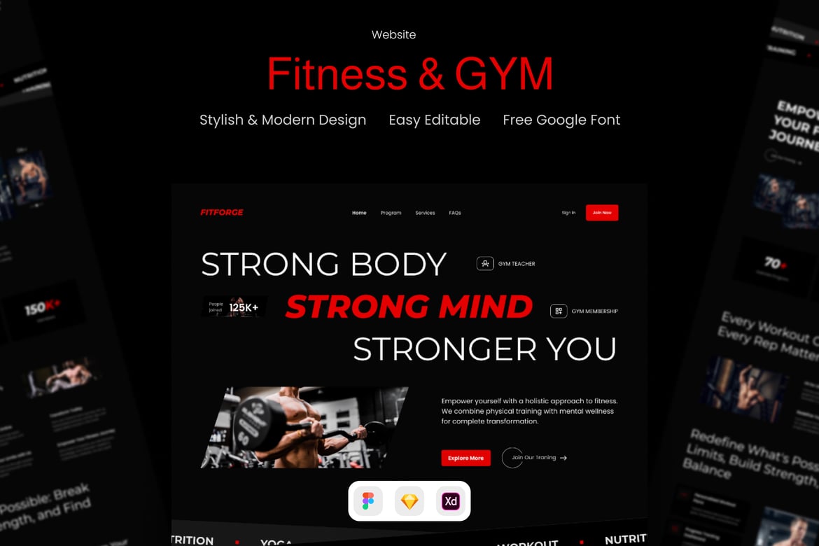 Download FitForge - Fitness and GYM Website Figma Design