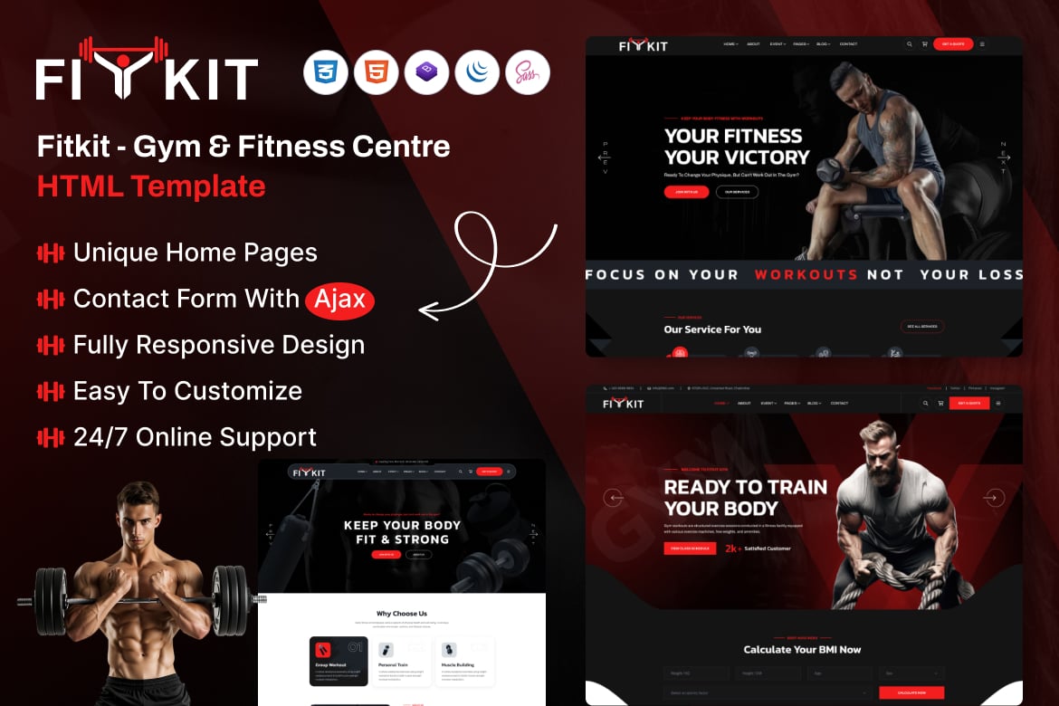 Download Fitkit – Gym & Fitness Centre Figma Template Figma Design