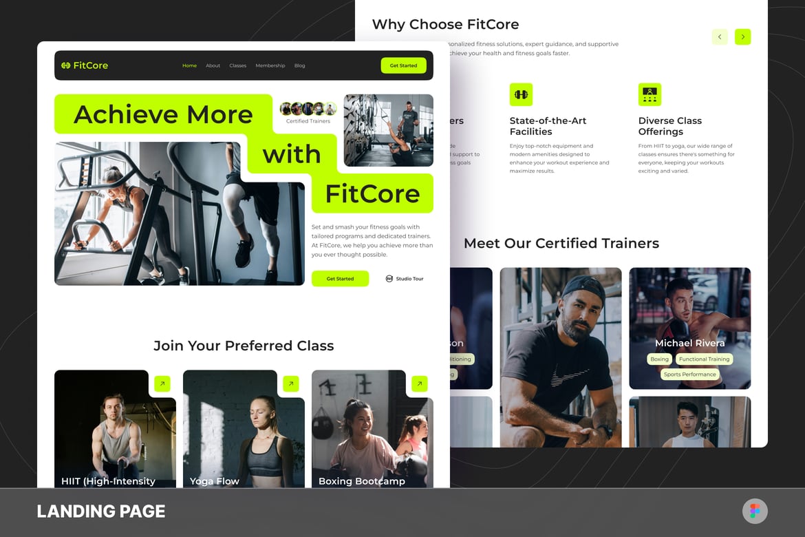 Download Fitness Center Landing Page Figma Design