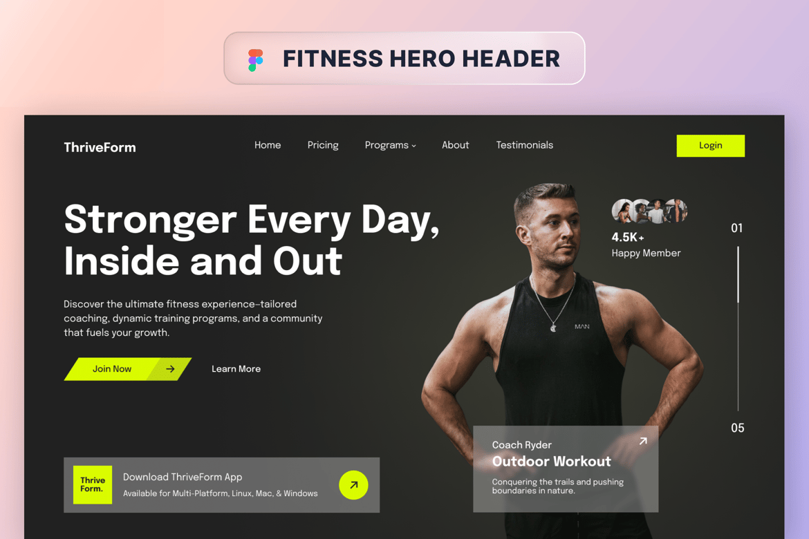 Download Fitness Hero Section Figma Design