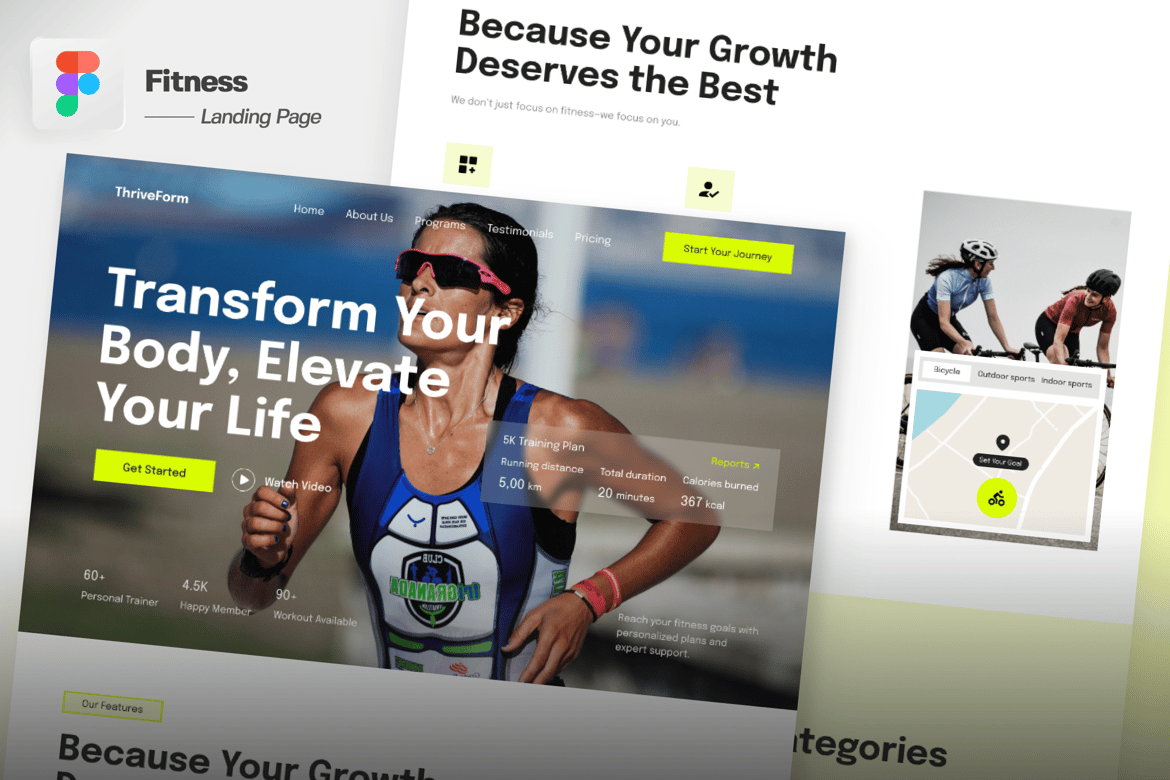 Download Fitness Landing Page Figma Design