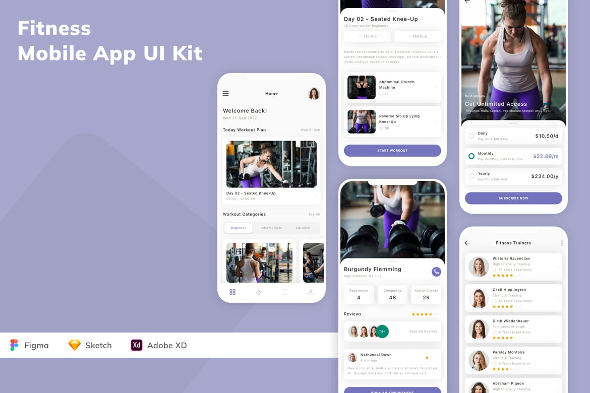 Download Fitness Mobile App UI Kit Figma Design