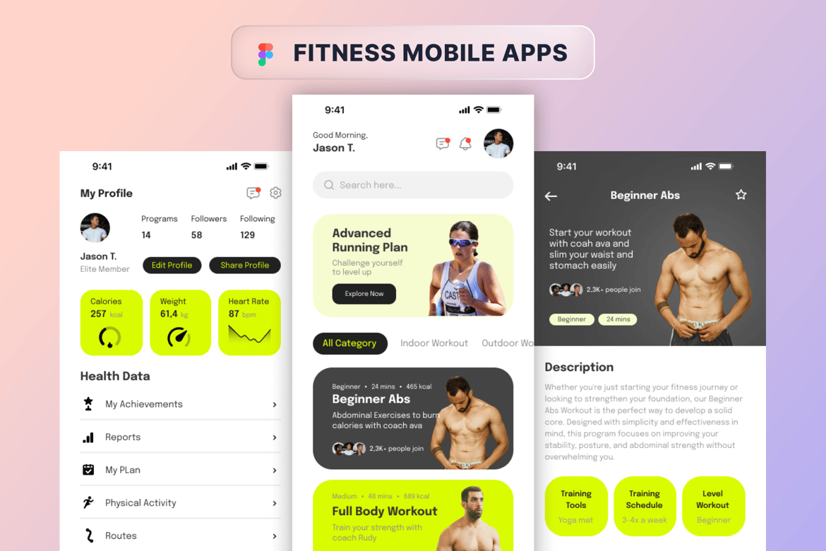 Download Fitness Mobile Apps Figma Design