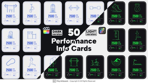 Download Fitness Performance Info Cards For Final Cut Pro X Apple Motion Template