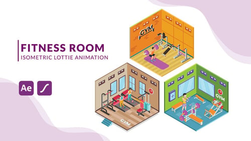 Download Fitness Room Isometric Animation | After Effects After Effect Template