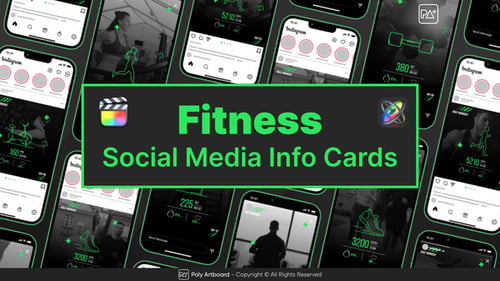 Download Fitness Social Media Info Cards For Final Cut Pro X Apple Motion Template