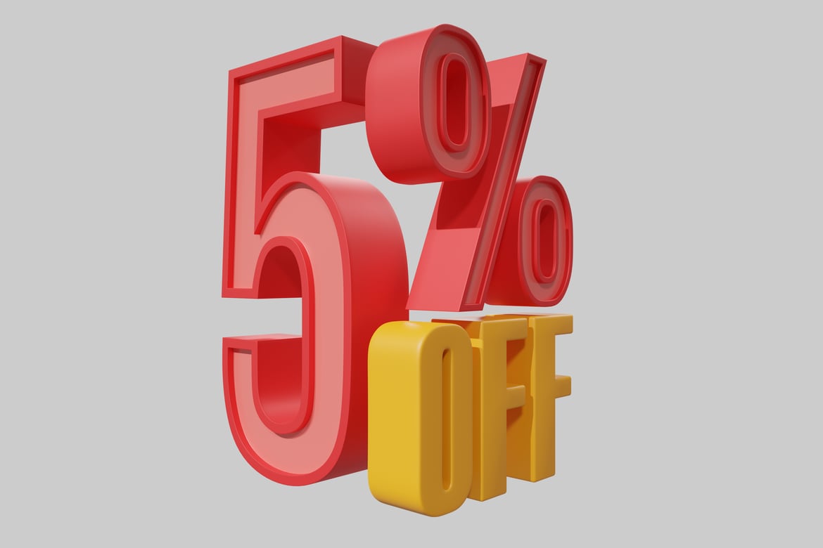 Download Five percent off 3D Model