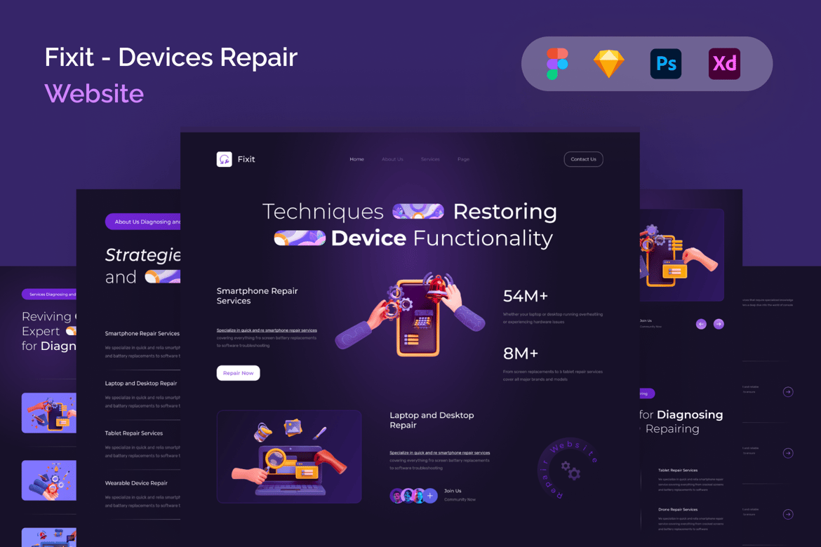 Download Fixit - Devices Repair Website Figma Design