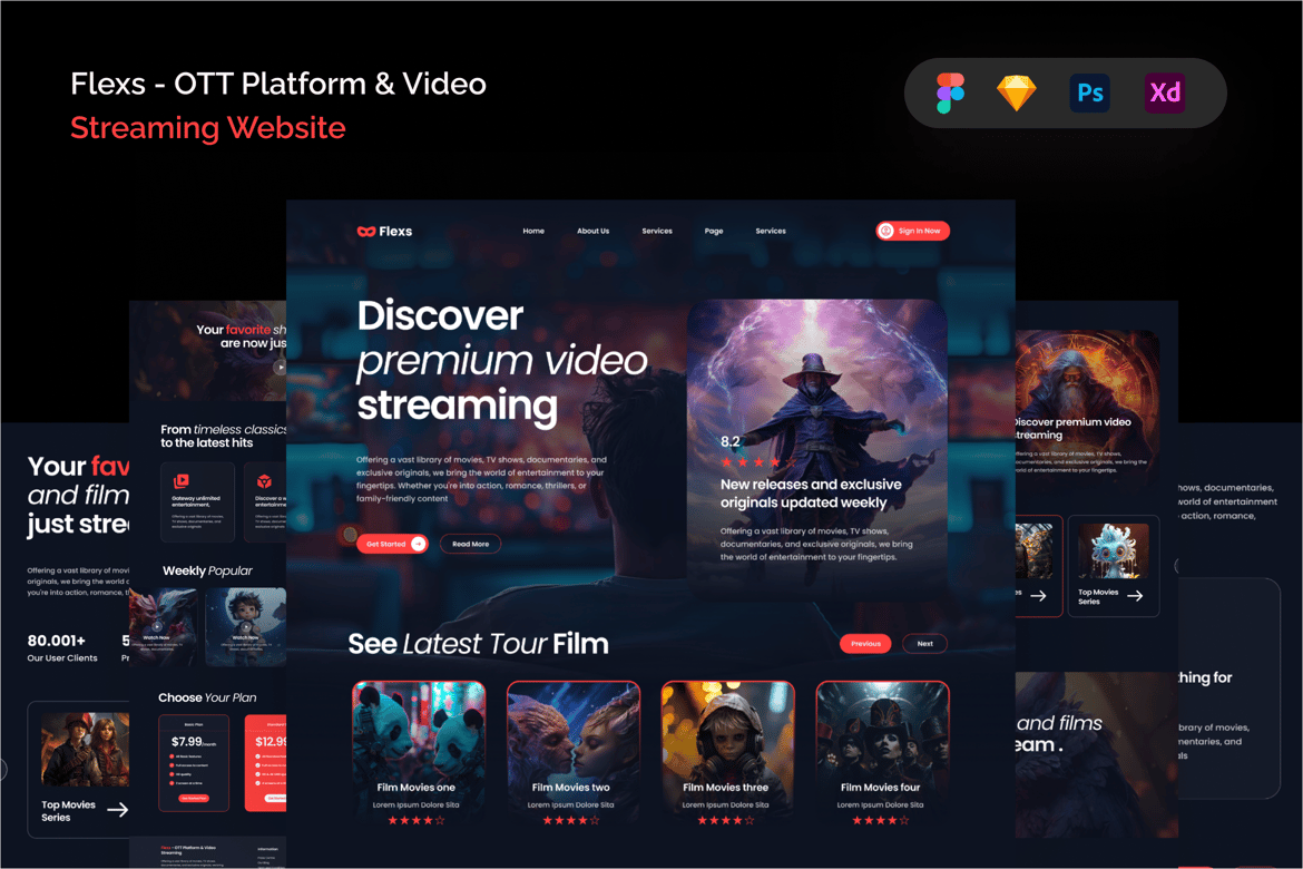 Download Flexs - OTT Platform & Video Streaming Website Figma Design