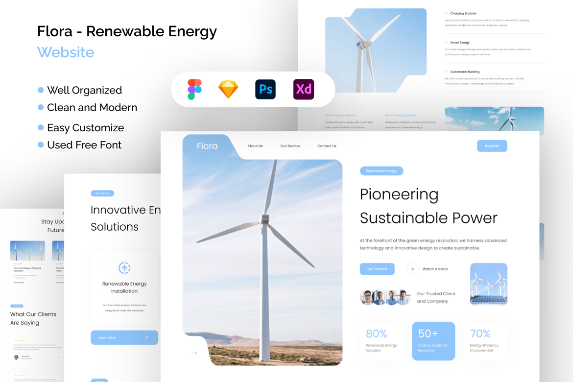 Download Flora - Renewable Energy Website Figma Design